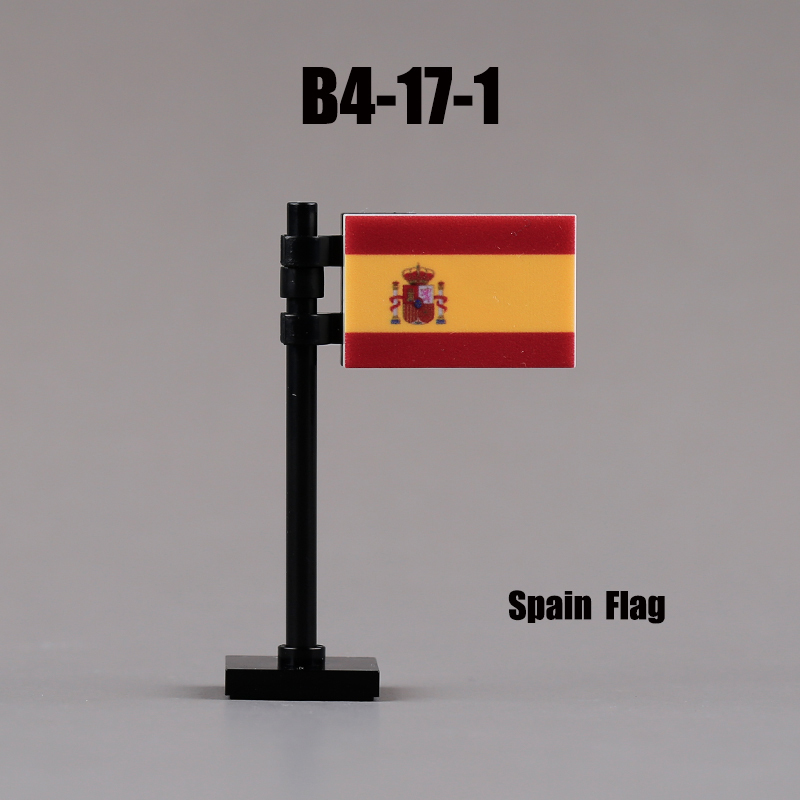 24PCS MOC Medieval National Flag Building Blocks American Kingdom British Gadsden Accessories DIY Bricks Toys Children Gift