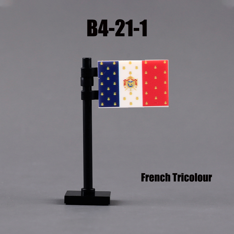 24PCS MOC Medieval National Flag Building Blocks American Kingdom British Gadsden Accessories DIY Bricks Toys Children Gift