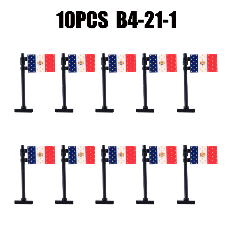 24PCS MOC Medieval National Flag Building Blocks American Kingdom British Gadsden Accessories DIY Bricks Toys Children Gift