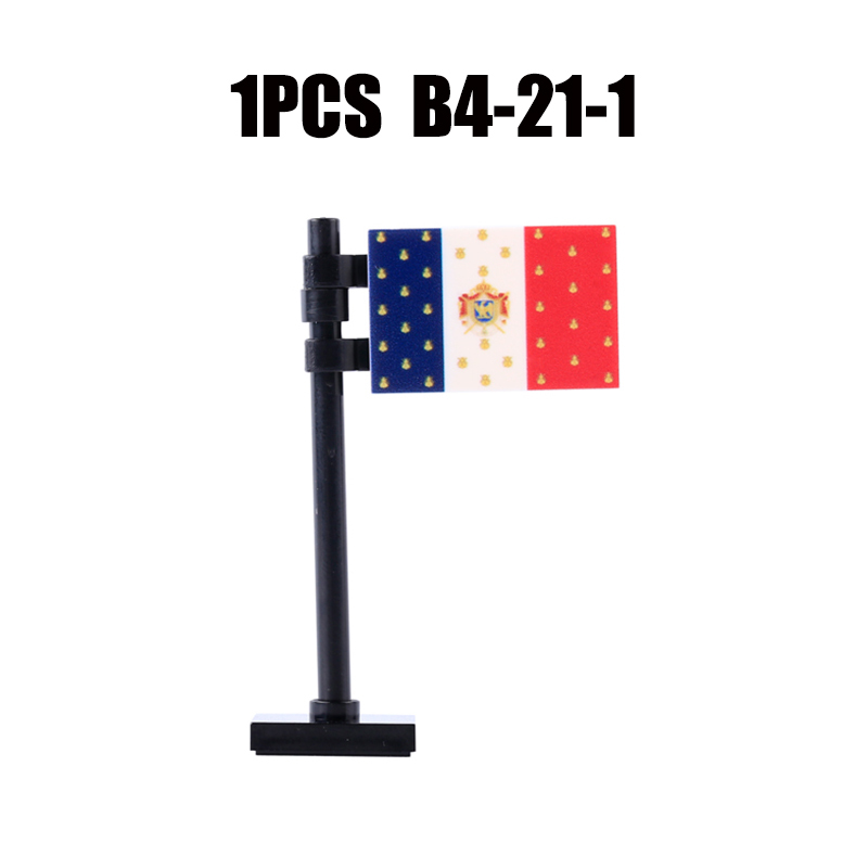 24PCS MOC Medieval National Flag Building Blocks American Kingdom British Gadsden Accessories DIY Bricks Toys Children Gift