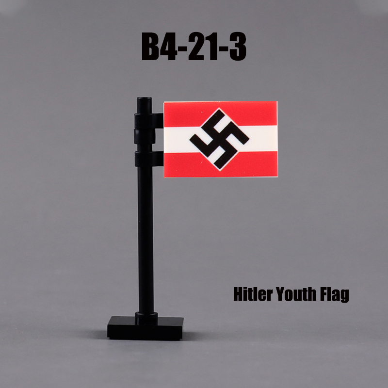 24PCS MOC Medieval National Flag Building Blocks American Kingdom British Gadsden Accessories DIY Bricks Toys Children Gift