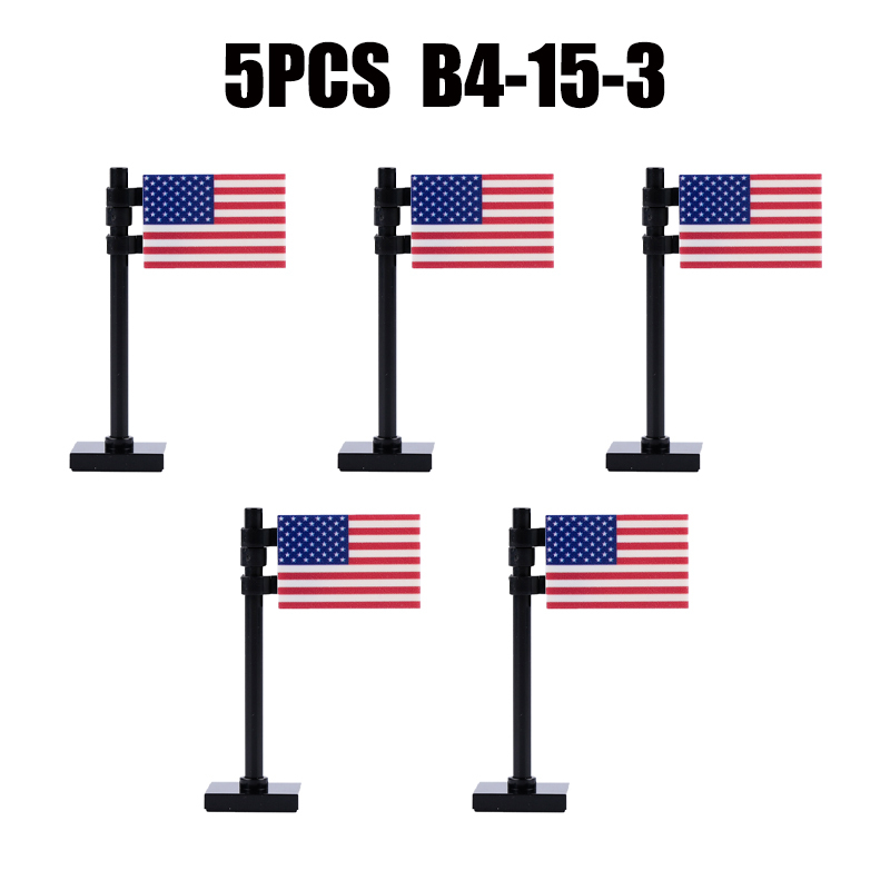24PCS MOC Medieval National Flag Building Blocks American Kingdom British Gadsden Accessories DIY Bricks Toys Children Gift
