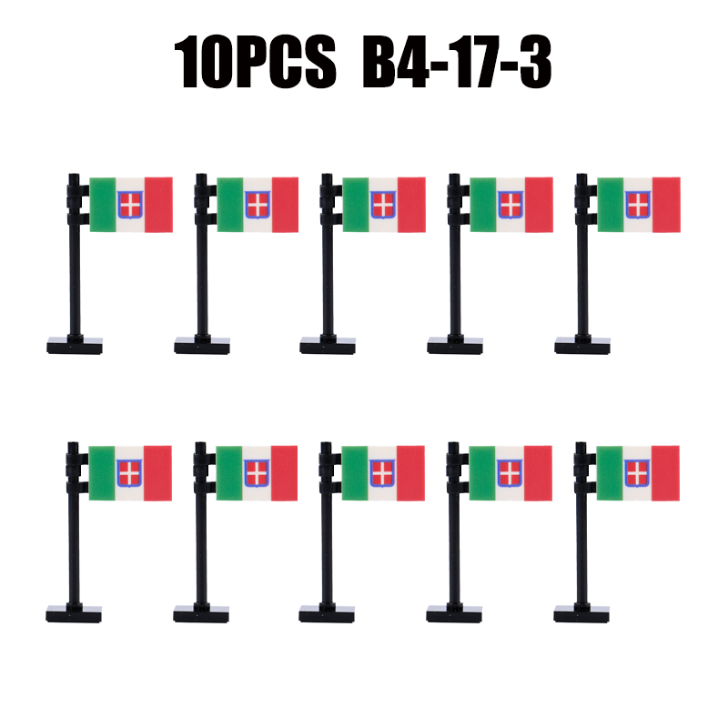 24PCS MOC Medieval National Flag Building Blocks American Kingdom British Gadsden Accessories DIY Bricks Toys Children Gift