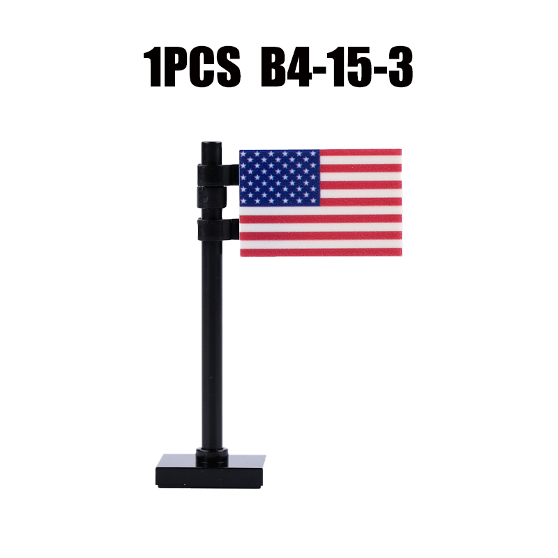 24PCS MOC Medieval National Flag Building Blocks American Kingdom British Gadsden Accessories DIY Bricks Toys Children Gift