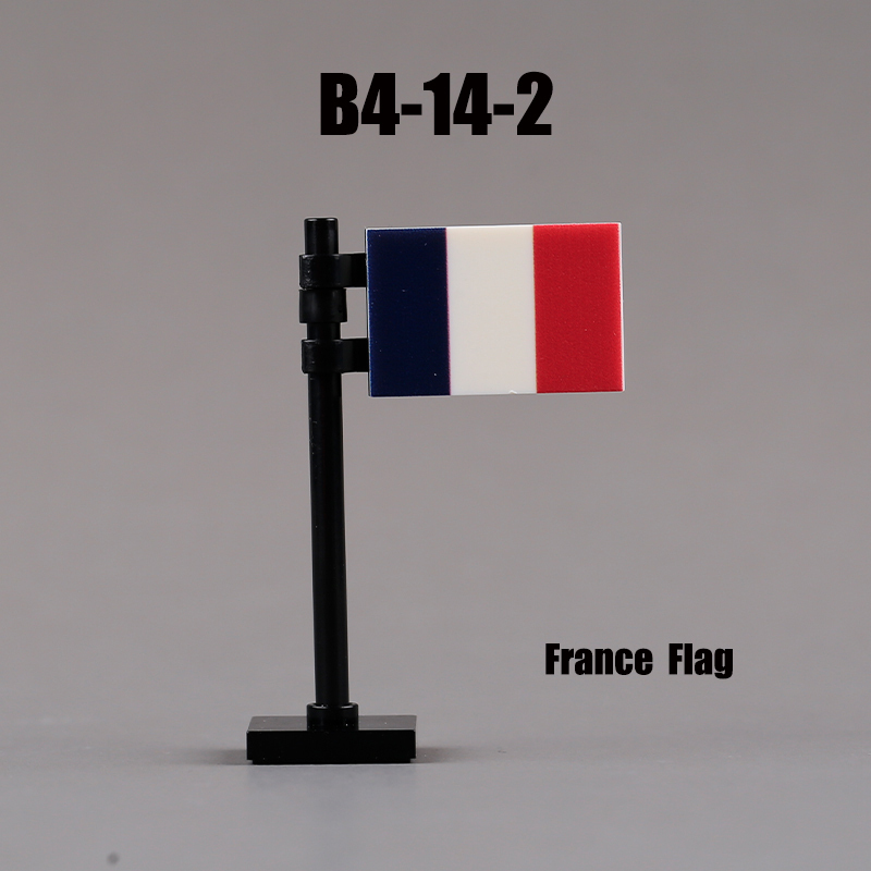 24PCS MOC Medieval National Flag Building Blocks American Kingdom British Gadsden Accessories DIY Bricks Toys Children Gift