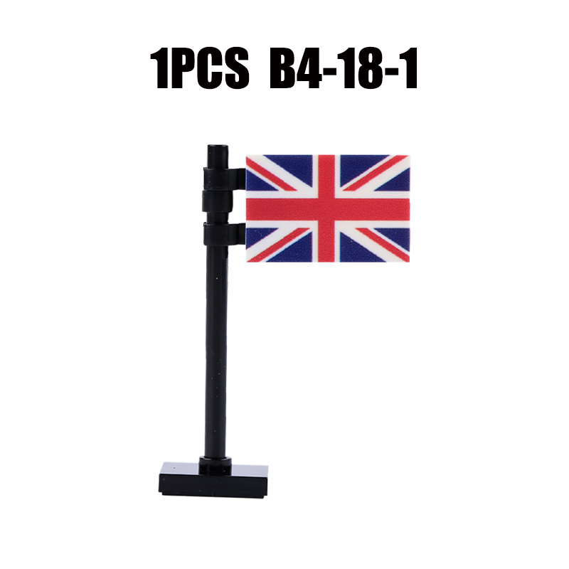 24PCS MOC Medieval National Flag Building Blocks American Kingdom British Gadsden Accessories DIY Bricks Toys Children Gift