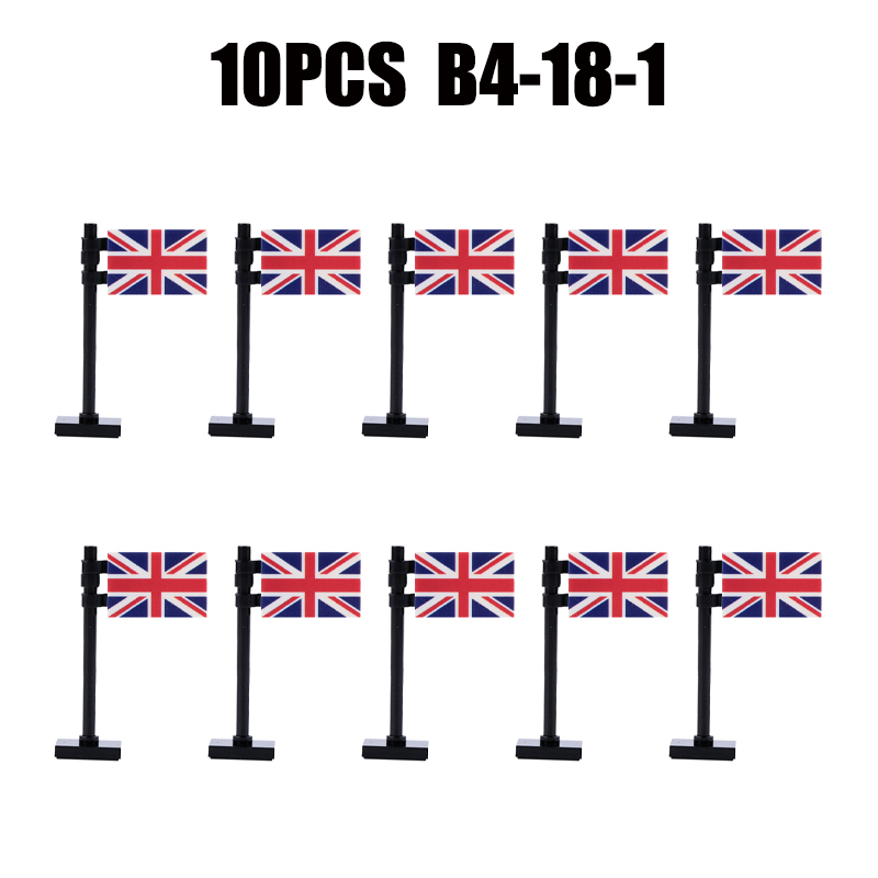 24PCS MOC Medieval National Flag Building Blocks American Kingdom British Gadsden Accessories DIY Bricks Toys Children Gift