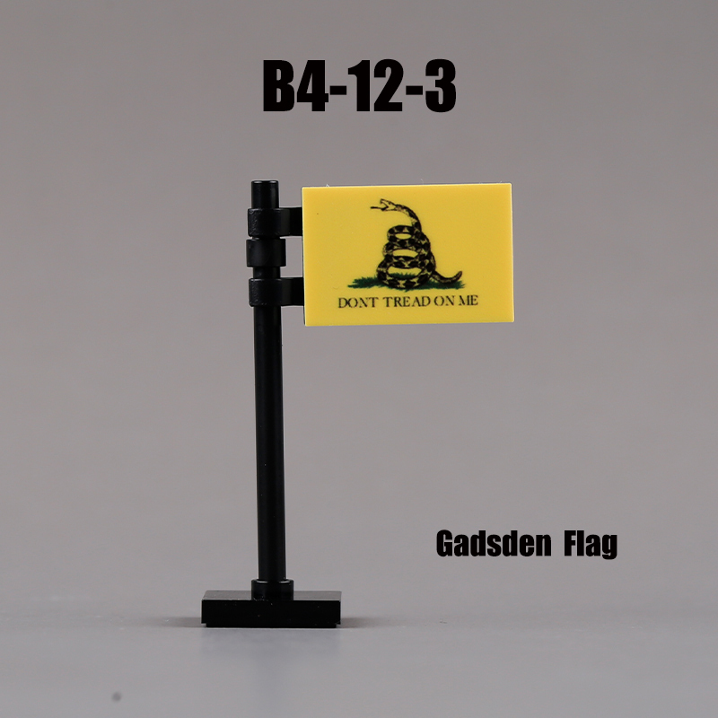 24PCS MOC Medieval National Flag Building Blocks American Kingdom British Gadsden Accessories DIY Bricks Toys Children Gift