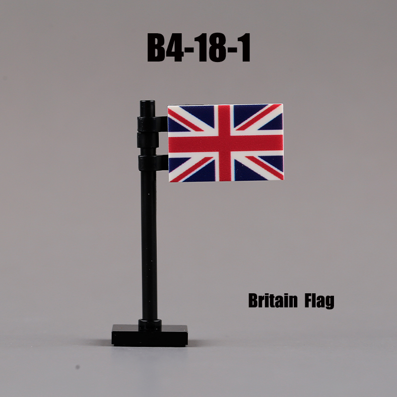 24PCS MOC Medieval National Flag Building Blocks American Kingdom British Gadsden Accessories DIY Bricks Toys Children Gift