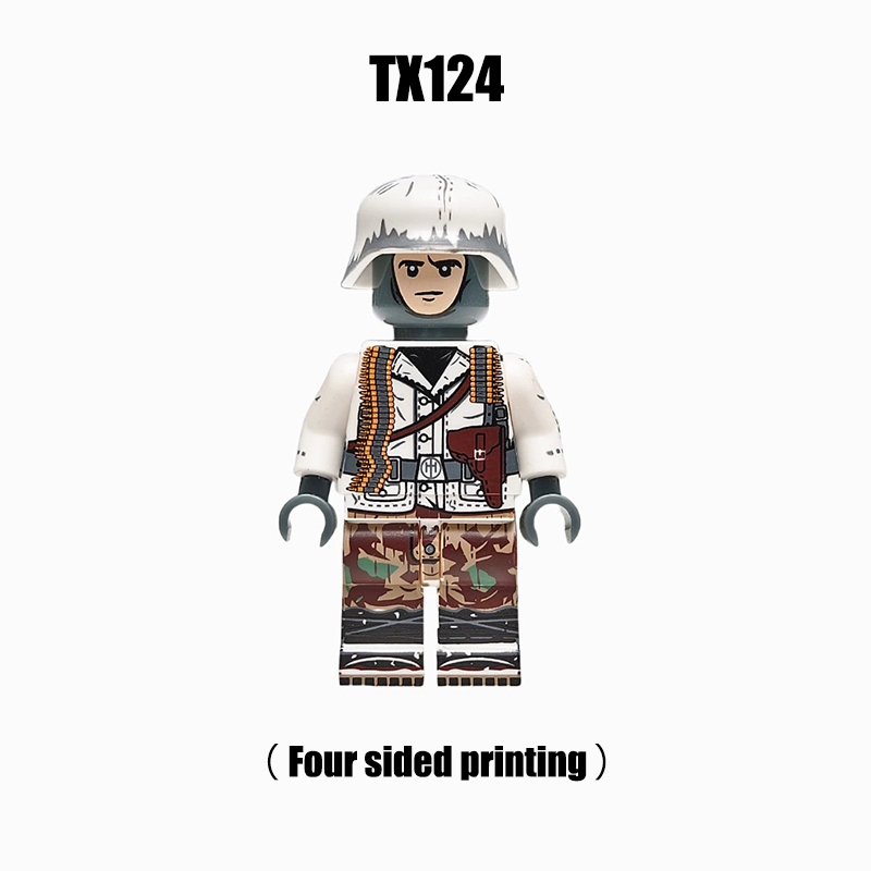 WW2 Military WW2 American soldiers Winter snow camouflage German army  Action Figures Infantry Artillery Sniper Building Blocks Weapons Gun Toys Boys