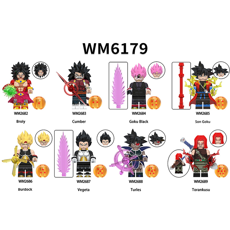 WM6179 Dragon Ball Songoku Broly Cumber Goku Black Building Blocks Comic Torankusu Vegeta Turles Japanese Anime Action Gifts Toys Kids