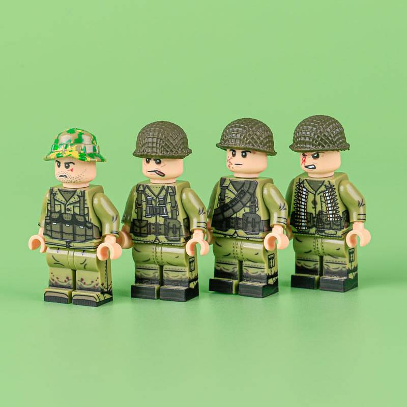 WW2 Vietnam War Militia Minifigs Building Blocks 3D UV Printing Second Indochina War Army Weapon Soldier Figures Parts Bricks Toys