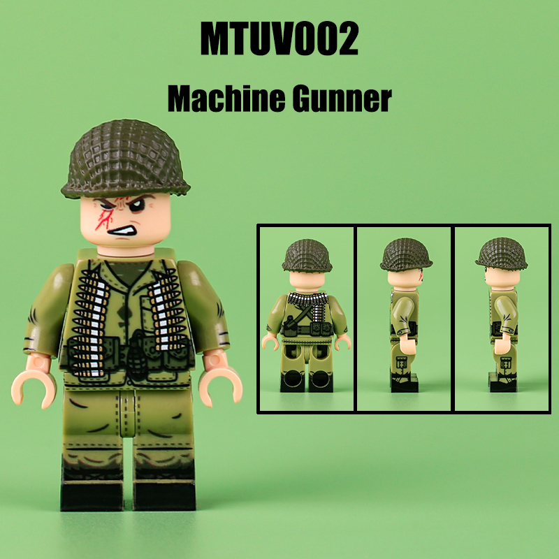 WW2 Vietnam War Militia Minifigs Building Blocks 3D UV Printing Second Indochina War Army Weapon Soldier Figures Parts Bricks Toys