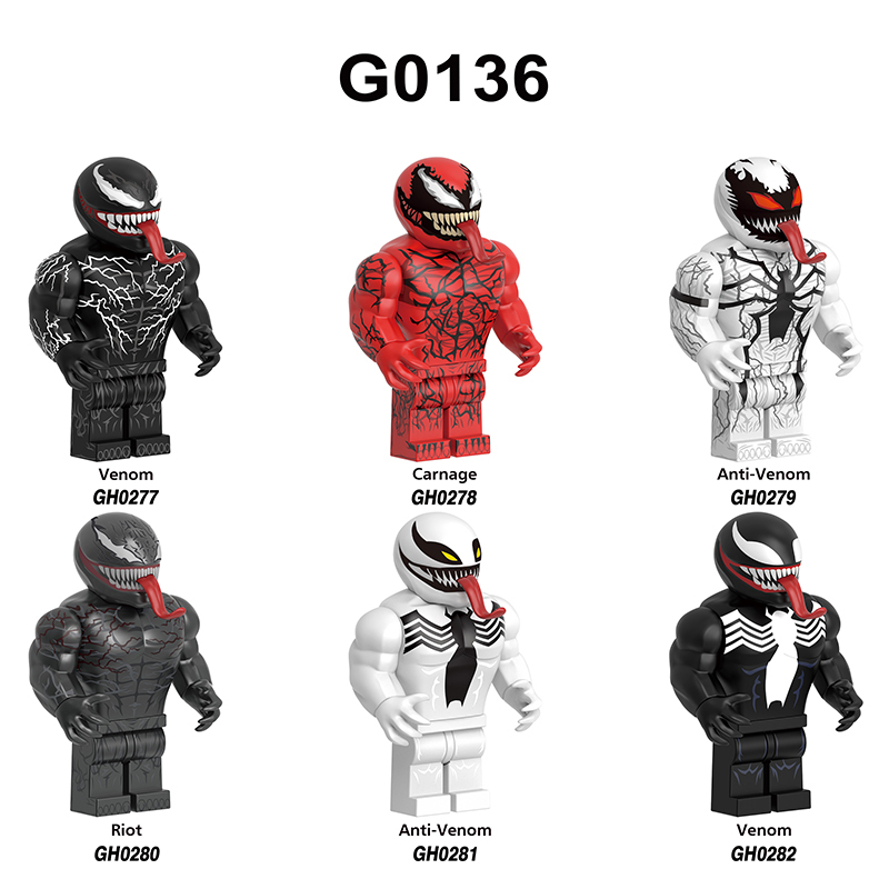 G0136 Marvel Super Heros Series Minifigs Anti Venom Building Blocks Amazing Caenage Riot Action Figures Children Gifts Toys
