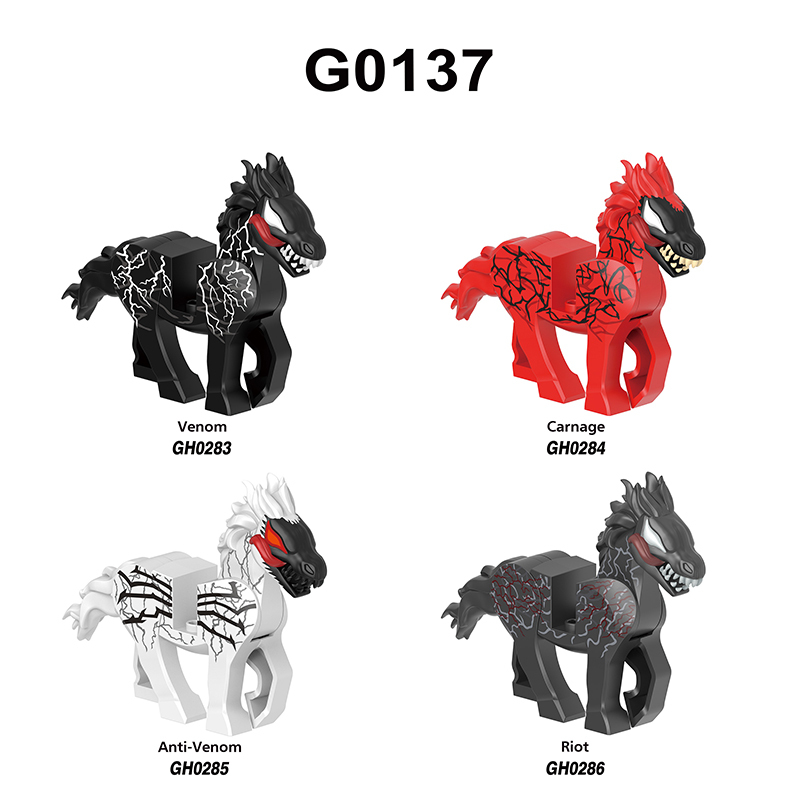 G0137 Marvel Super Heros Series Minifigs Carnage Venom Building Blocks Horse Riot Action Figures Children Gifts Toys
