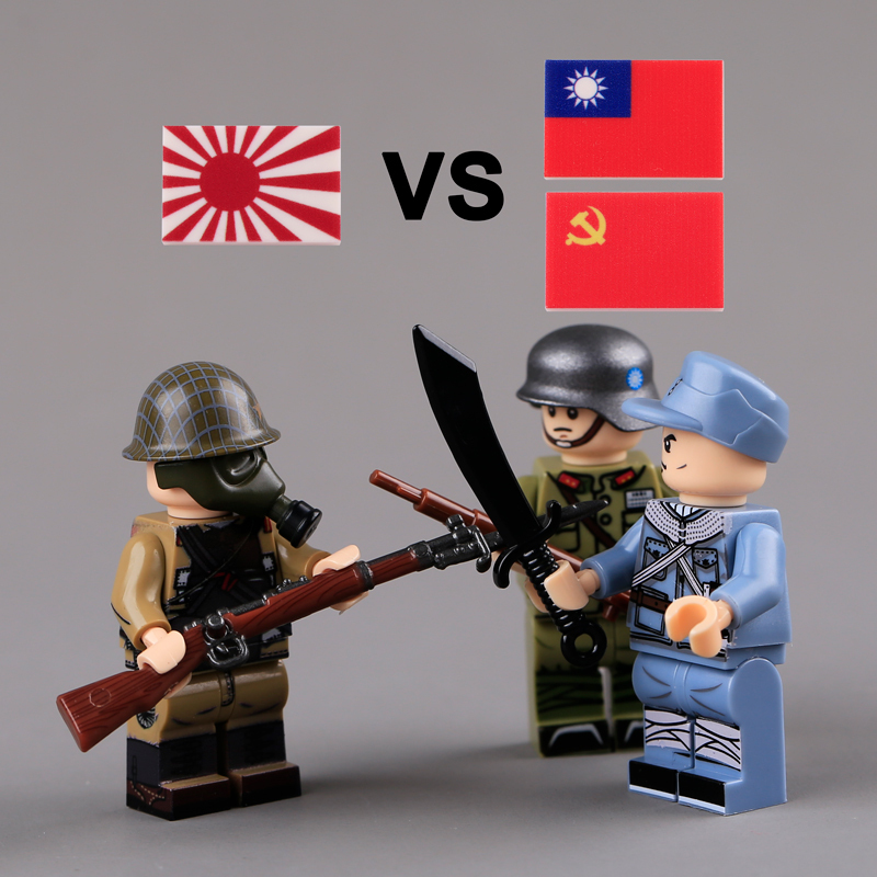 WW2 Military the War of Resistance Against Japan Soldiers Action Figures Sino-Japanese War UV Printing Building Blocks Weapons Gun Toys
