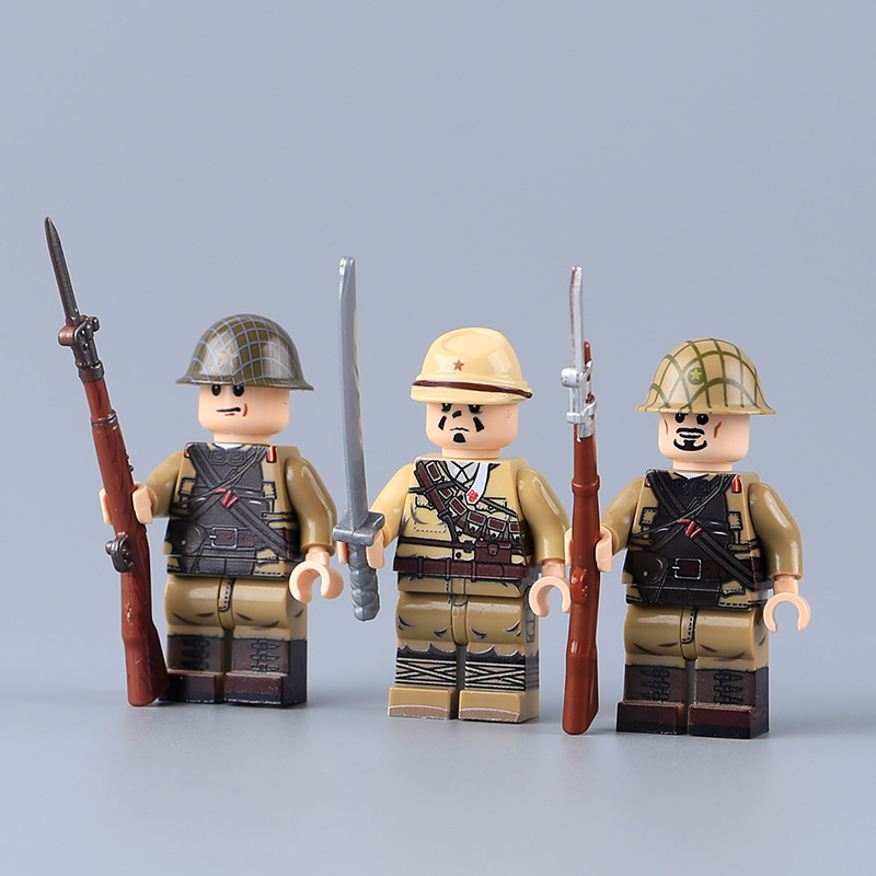 WW2 Military the War of Resistance Against Japan Soldiers Action Figures Sino-Japanese War UV Printing Building Blocks Weapons Gun Toys
