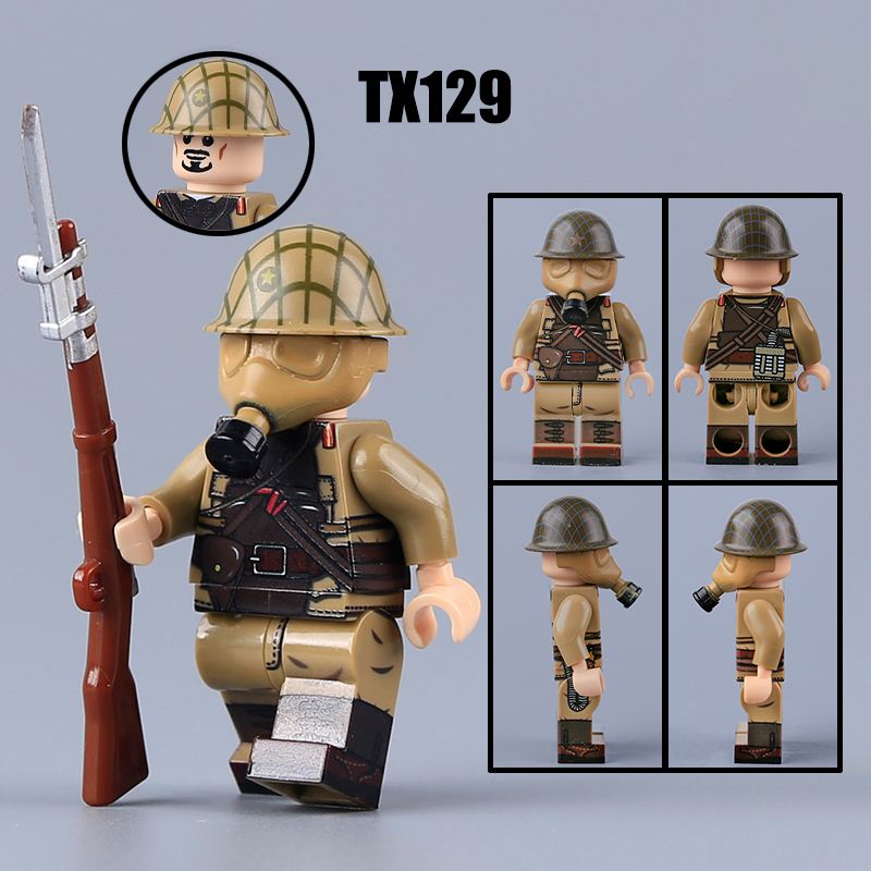 WW2 Military the War of Resistance Against Japan Soldiers Action Figures Sino-Japanese War UV Printing Building Blocks Weapons Gun Toys