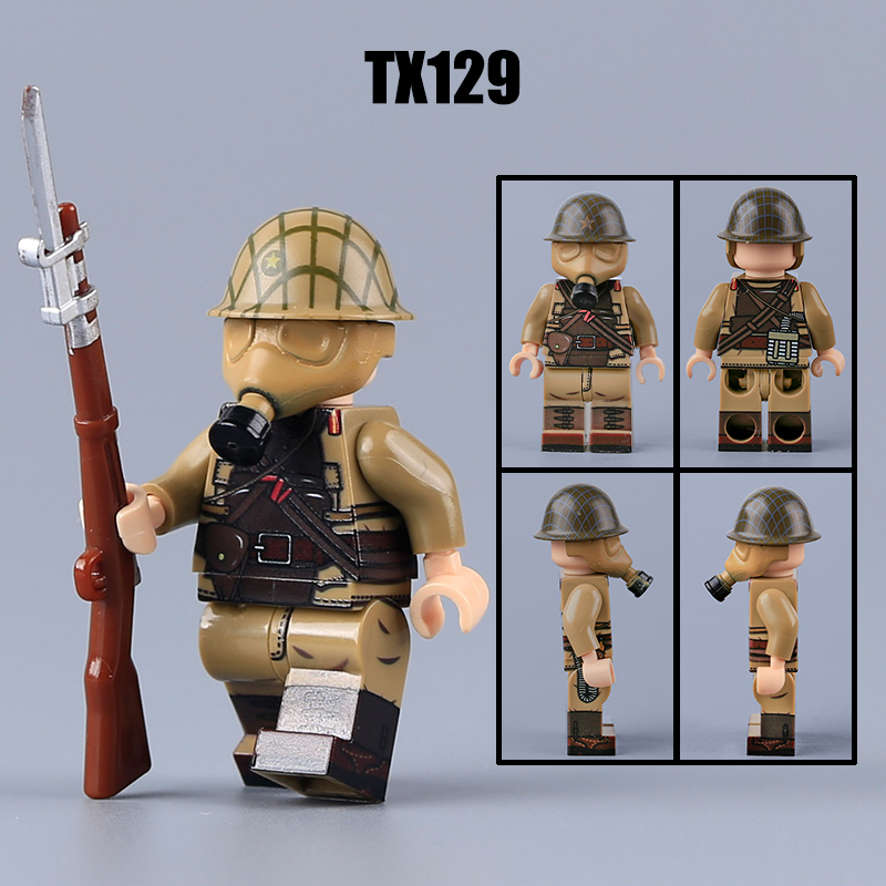 WW2 Military the War of Resistance Against Japan Soldiers Action Figures Sino-Japanese War UV Printing Building Blocks Weapons Gun Toys