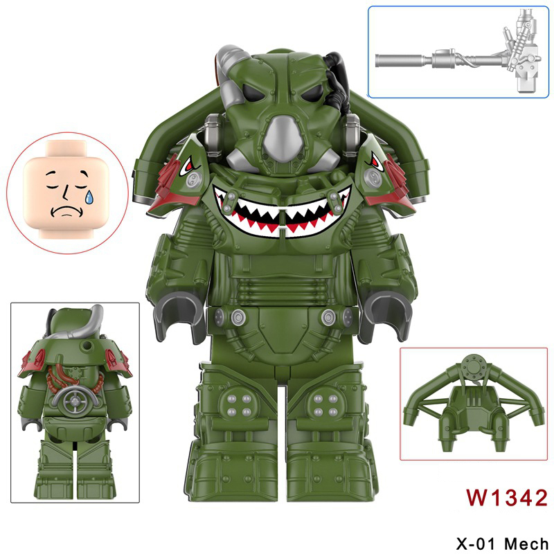 W1342-1347 Game Radiation Power Armor Minifigs Motorcycle Building Blocks Warrior Robot Ultramarines Imperial Armour Compatible Toys Gift
