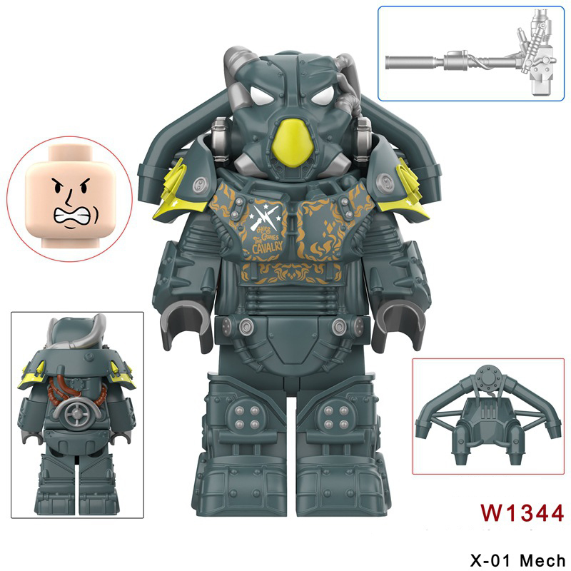 W1342-1347 Game Radiation Power Armor Minifigs Motorcycle Building Blocks Warrior Robot Ultramarines Imperial Armour Compatible Toys Gift