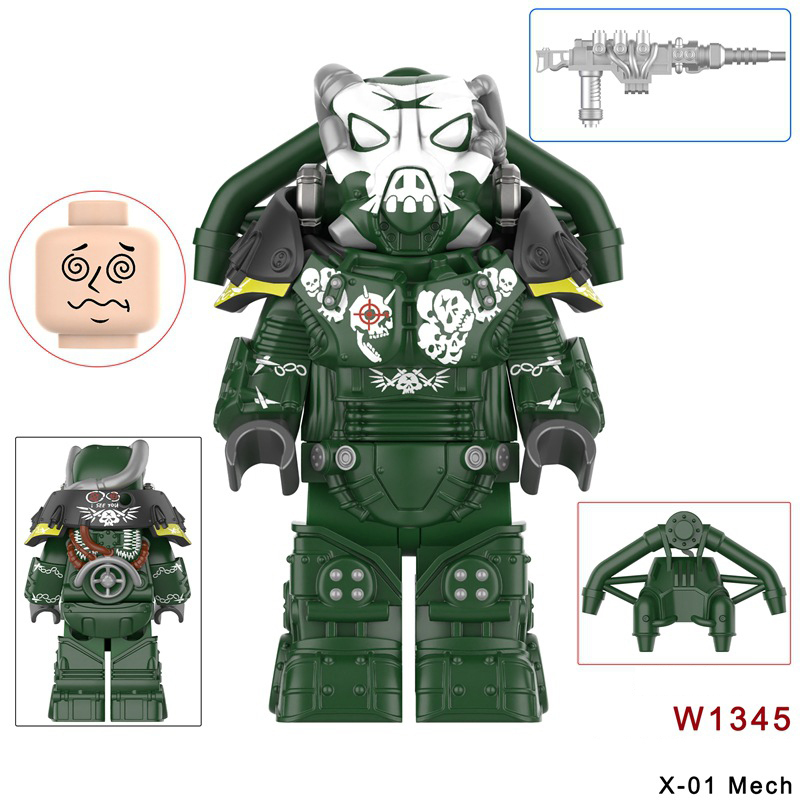 W1342-1347 Game Radiation Power Armor Minifigs Motorcycle Building Blocks Warrior Robot Ultramarines Imperial Armour Compatible Toys Gift