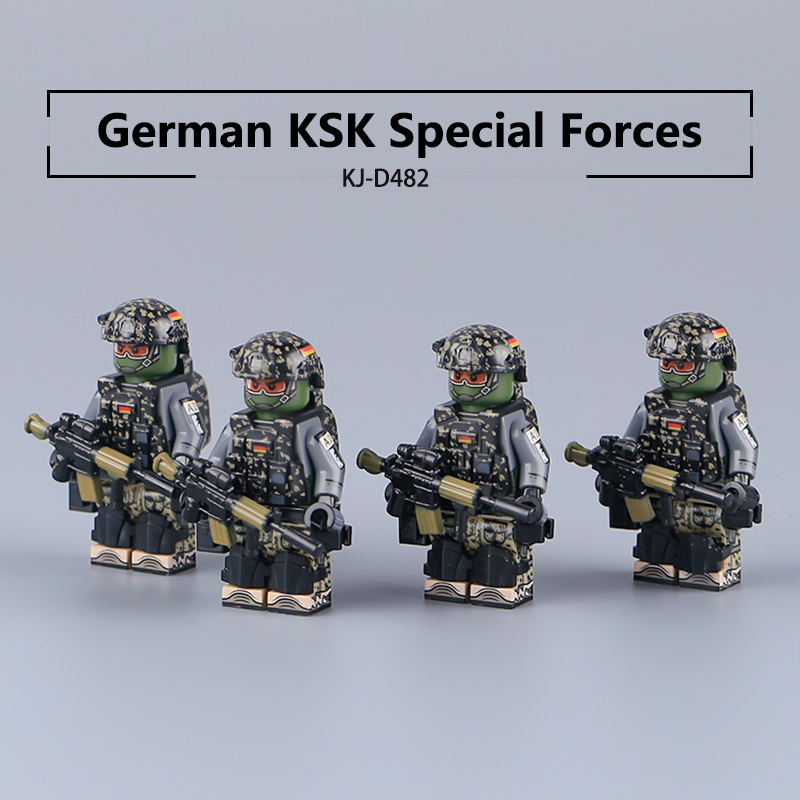 WW2 German KSK Special Forces Army Minifigs Building Blocks Military Gun Flags Heavy Weapon Gun Helmet Vest Toys Boys Gifts