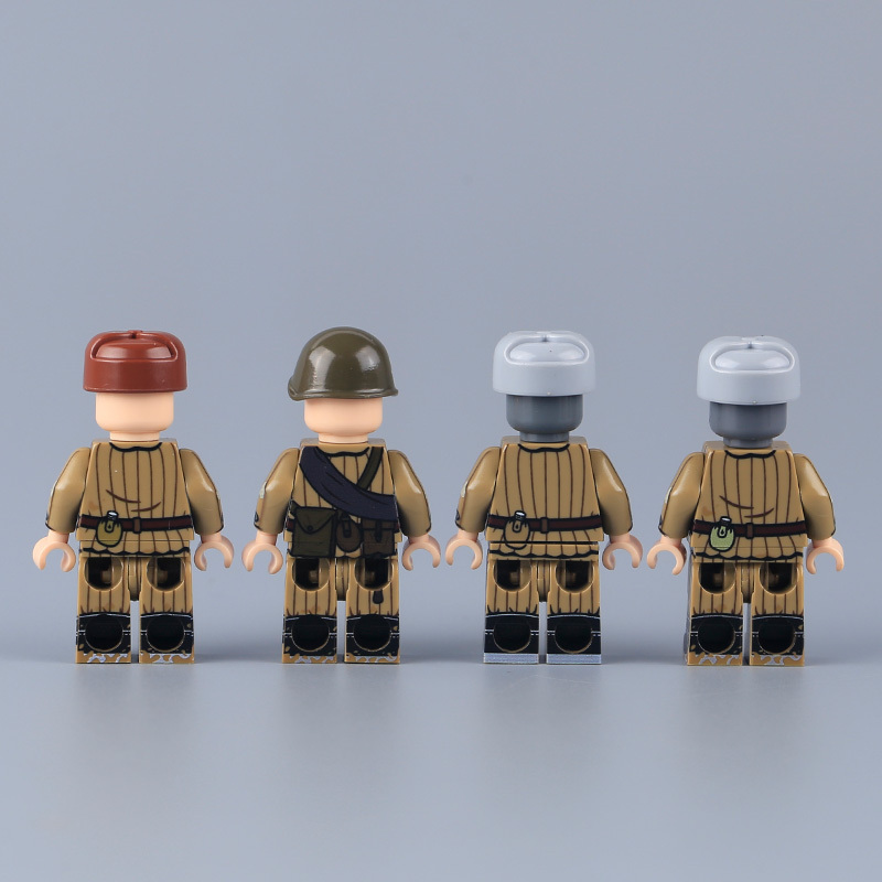 WW2 Soviet Cotton Coat Militia Minifigs Building Blocks UV Printing Mosin-Nagant Rifle War Army Weapon Soldier Figures Parts Bricks Toys