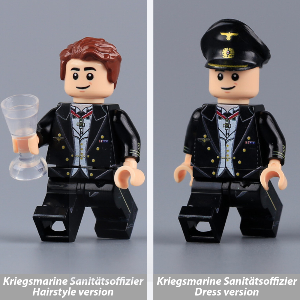 MTUV024 WW2 German Office Minifigs Building Blocks UV Printing Kriegsmarine Sanitätsoffizier Army Weapon Soldier Figures Parts Bricks Toys