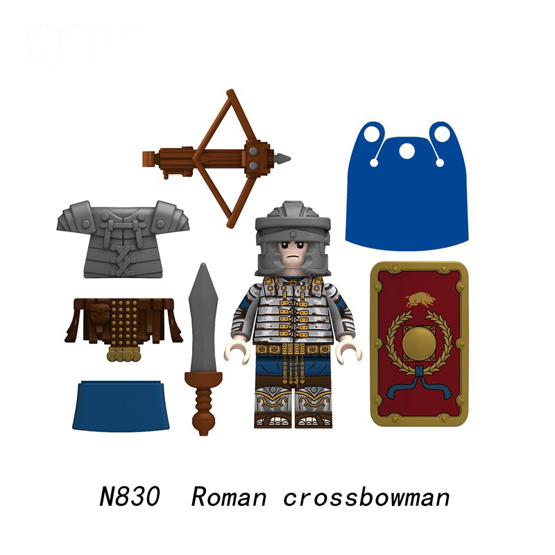 N829-832 Medieval Series Ancient Roman Heavy Infantry Minifigs Building Blocks Crossbowaman Centurion Weapon Sword Shield Toys Boys
