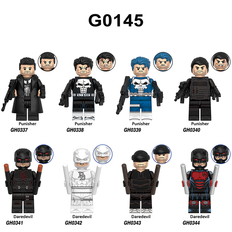 DC Marvel Comics Punisher Daredevil Bricks Compatbles Minifigs