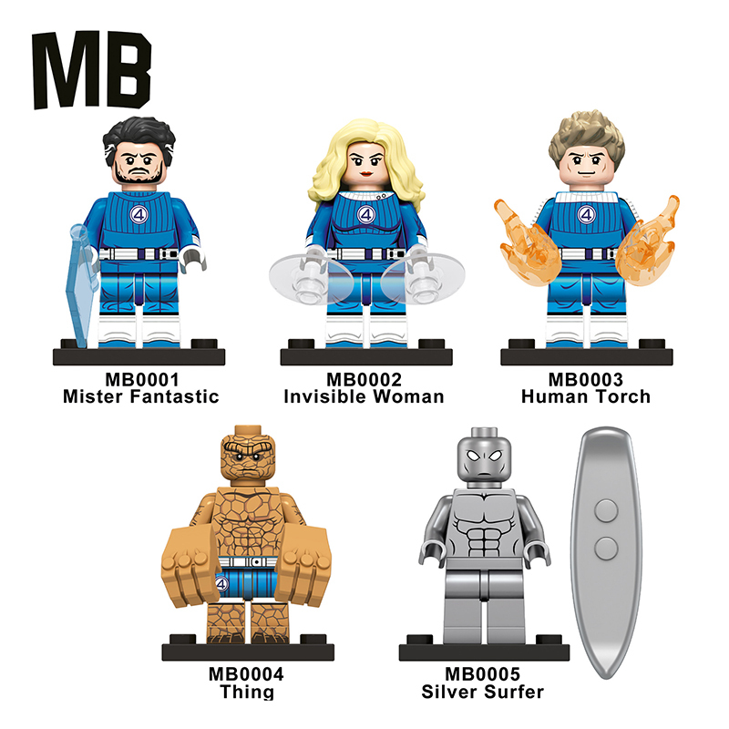 MB0001-0005 Marvel DC Fantastic Four Mister Fantastic Minifigs Action Figure Human Torch Building Blocks Annihilus Children Gifts Toys