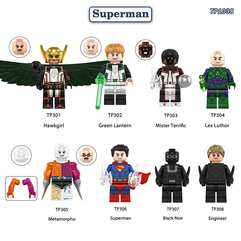 TP1038 Marvel DC Super Hero Marvel Hawlgirl Action Figures Superman Greem Lantern Minifigs Building Blocks Toys Children Gifts