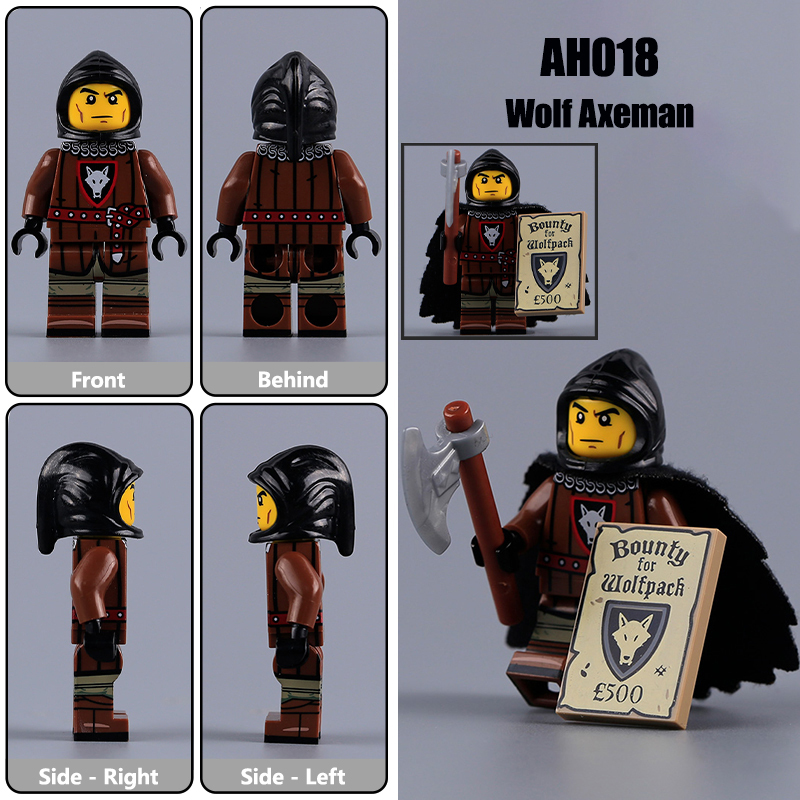 AH017-020 MOC Medieval Wolf Axeman Minifigs Building Blocks Blacksmith Action Figures Guard Swordsman Collection Children Gifts Toys