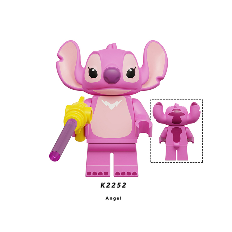 KDL839 Blue Stitch Pink Angie Cartoon Movie Series Anime Action Figure Building Blocks Toys Model Children Birthday Gifts TP165 TP166