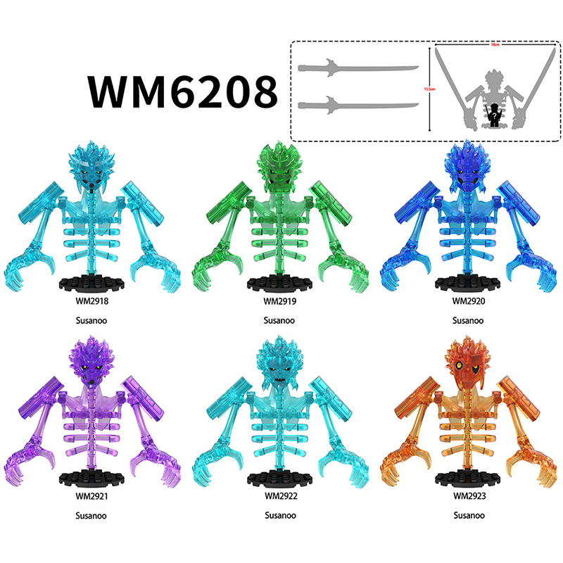 WM6208 Naruto Aeries Anime Susanoo Minifigs Building Blocks Sasuke Uchiha Hashirama Senju Action Figures Children Toys Gifts