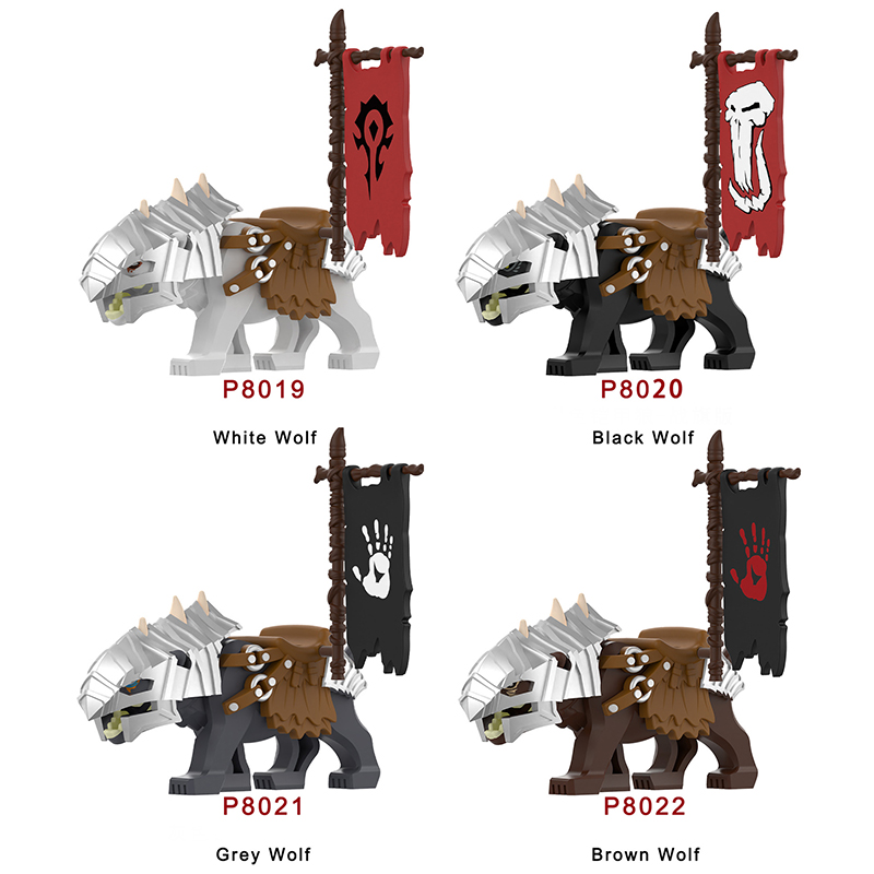 Lord Of The Rings Black Wolf Minifigs Animal Mount Weapon Helmet