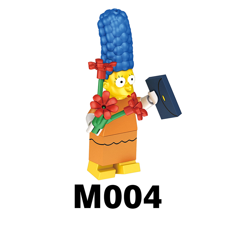 M1001 M1002 American Cartoon The Simpsons Minifigs Buildiing Blocks Marge Homer Action Figure Toys Gift Children