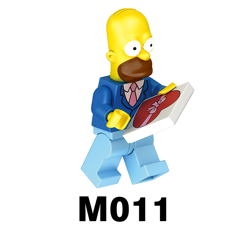 M1001 M1002 American Cartoon The Simpsons Minifigs Buildiing Blocks Marge Homer Action Figure Toys Gift Children