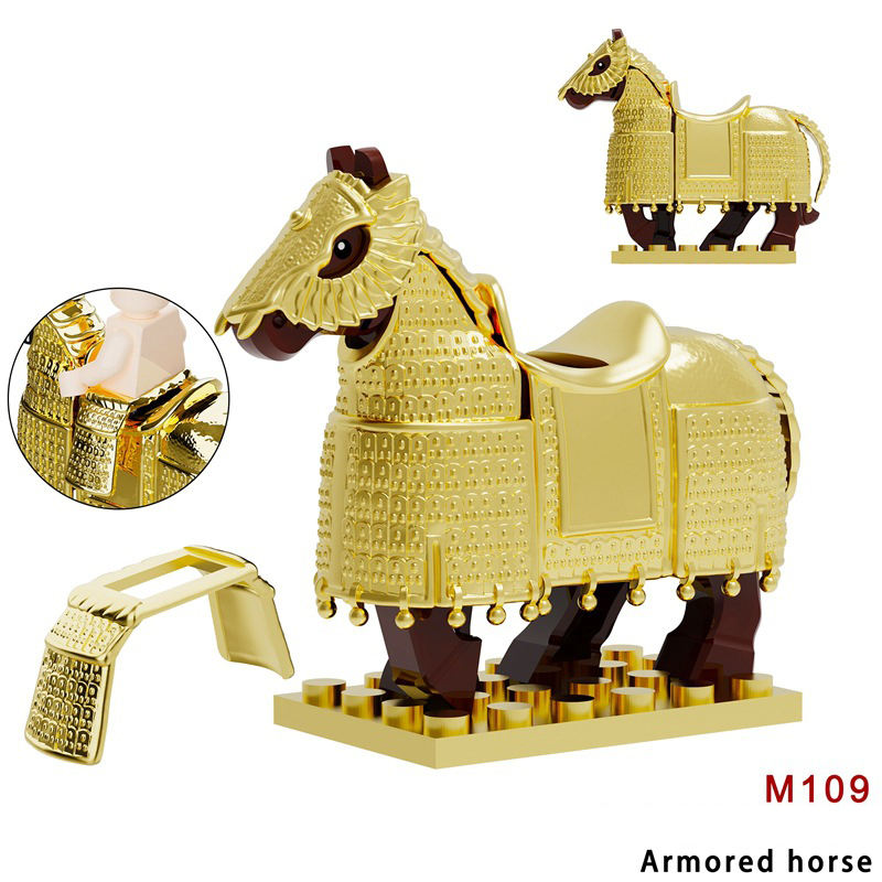 Ancient China Liao Dynasty Heavily Armored Soldier Tiefutu Warhorse Mount Building Blocks Accessories Parts Weapon Toys Boy Gift