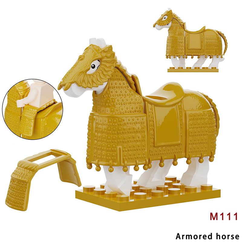 Ancient China Liao Dynasty Heavily Armored Soldier Tiefutu Warhorse Mount Building Blocks Accessories Parts Weapon Toys Boy Gift