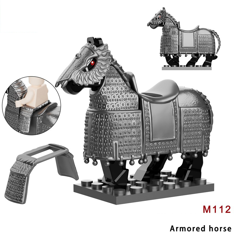 Ancient China Liao Dynasty Heavily Armored Soldier Tiefutu Warhorse Mount Building Blocks Accessories Parts Weapon Toys Boy Gift