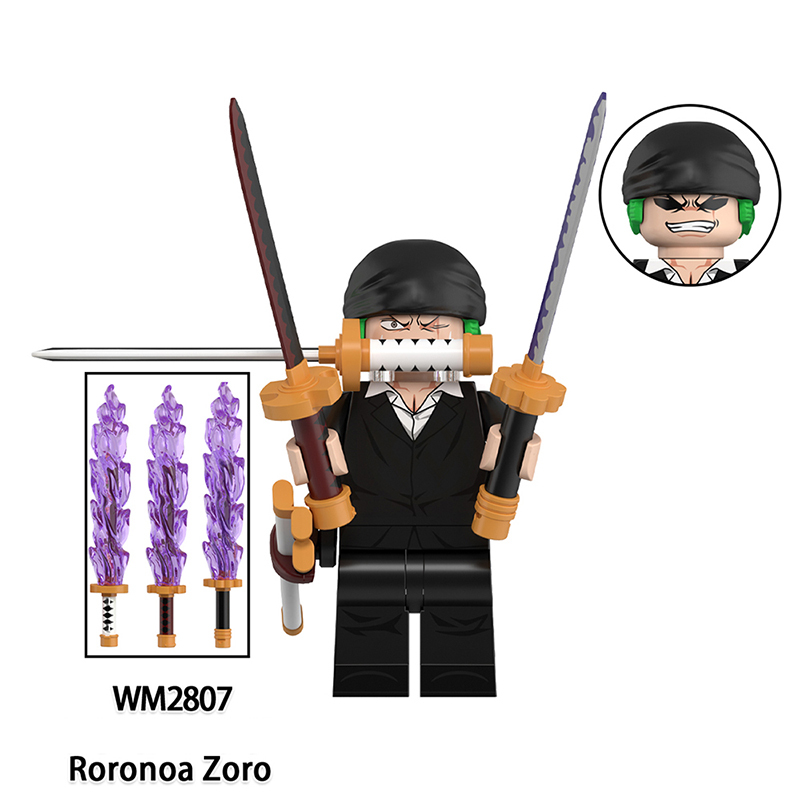 WM6194 One Piece Japanese Anime Monkey D.Luffy Sakazuki Action Figures Rornoa Zoro Building Blocks Mihawk Minifigs Cartoon Children Gift