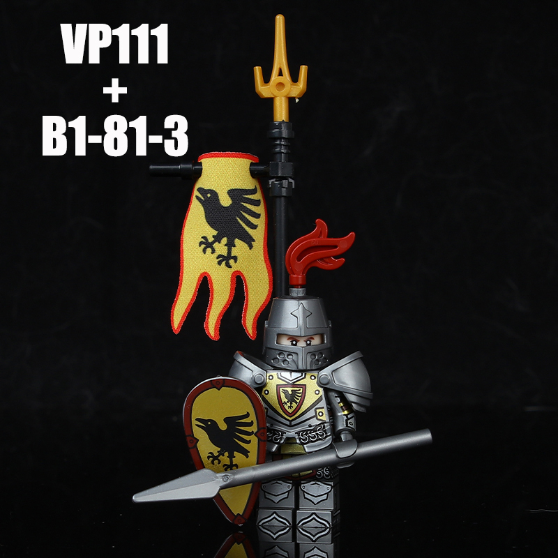 VP111-116 Medieval Green Dragon Knight Army Minifigs Building Blocks Weapon Soldiers Wolfpack Warrier Shield Horse Children Toys Gifts