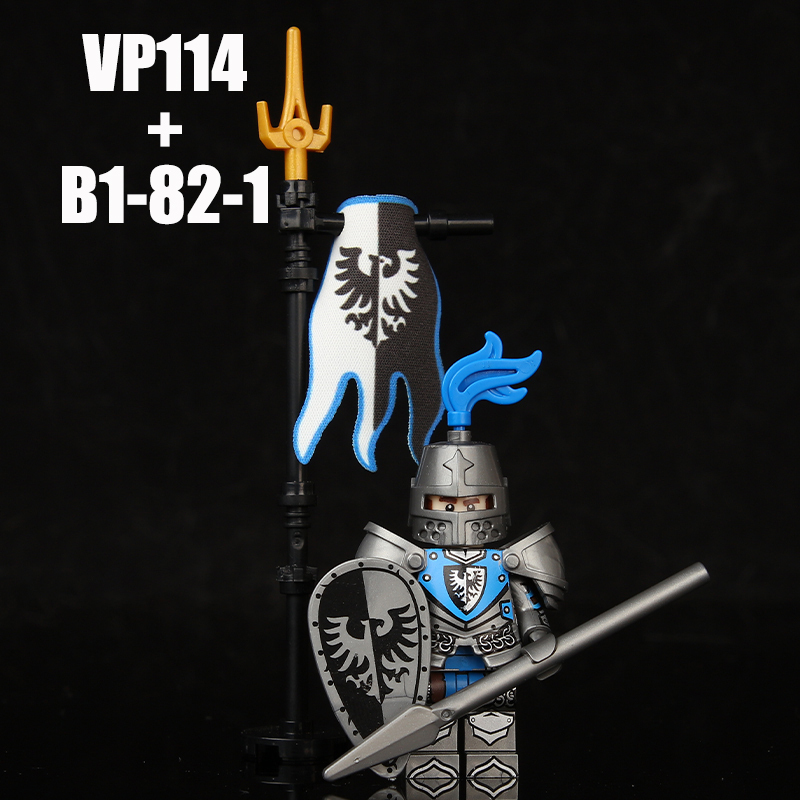 VP111-116 Medieval Green Dragon Knight Army Minifigs Building Blocks Weapon Soldiers Wolfpack Warrier Shield Horse Children Toys Gifts