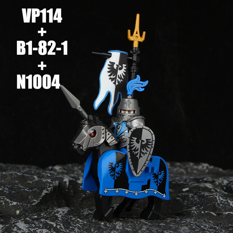VP111-116 Medieval Green Dragon Knight Army Minifigs Building Blocks Weapon Soldiers Wolfpack Warrier Shield Horse Children Toys Gifts