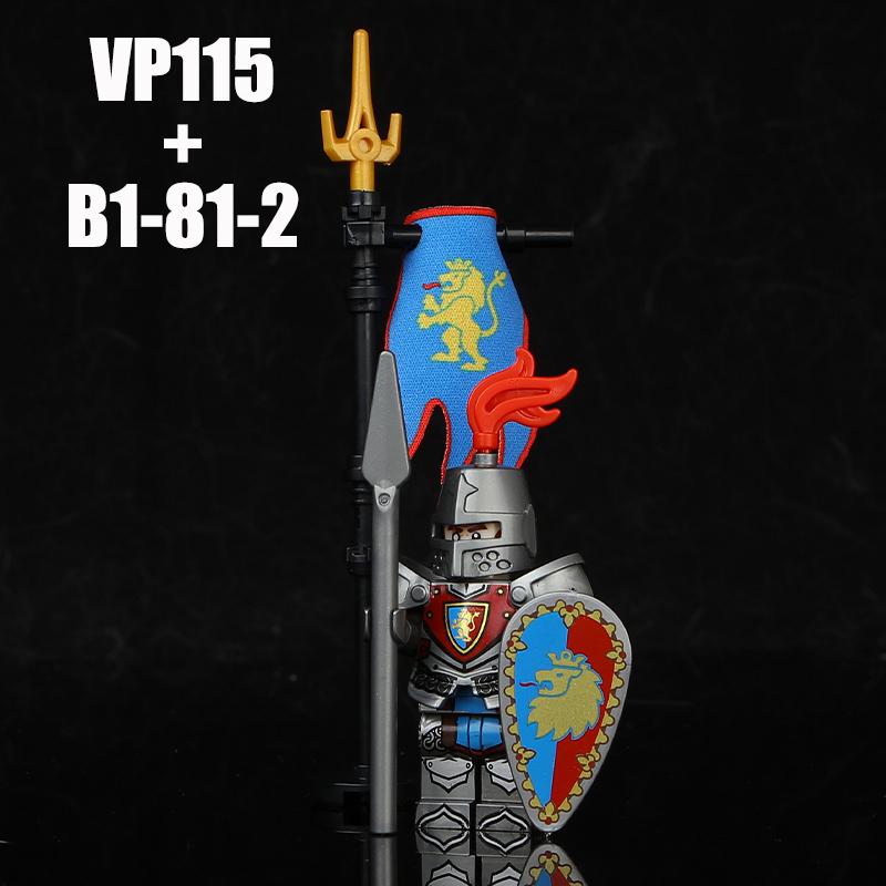 VP111-116 Medieval Green Dragon Knight Army Minifigs Building Blocks Weapon Soldiers Wolfpack Warrier Shield Horse Children Toys Gifts