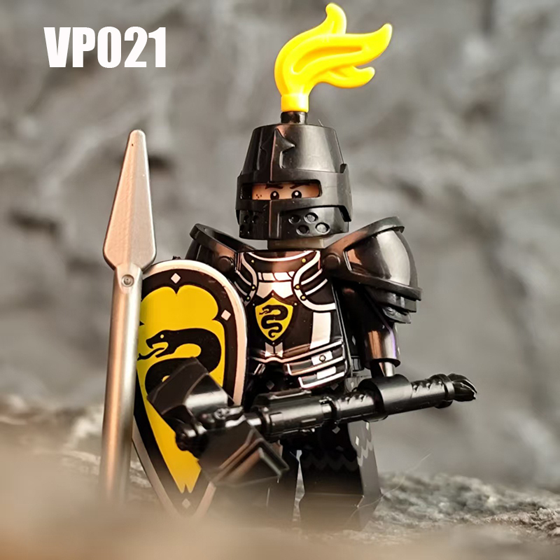 VP111-116 Medieval Green Dragon Knight Army Minifigs Building Blocks Weapon Soldiers Wolfpack Warrier Shield Horse Children Toys Gifts