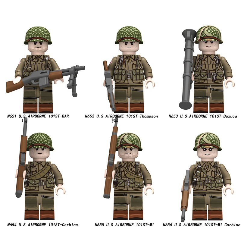 N611 WW2 Military German Soldiers Action Figures Luftwaffe Army German Infantry Building Blocks Weapons Gun Children Toys Boys N609-612
