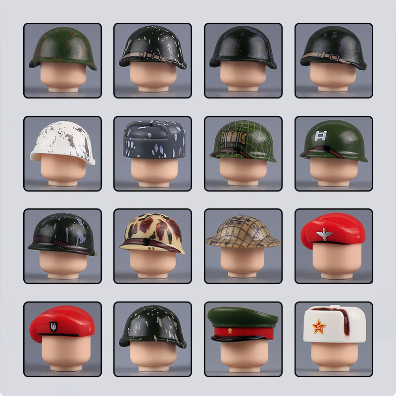 WW2 Military Soviet British Soldier Helmet Building Blocks Medical Helmet Army Soliders Compatible Hats Bricks Children Gifts Toys